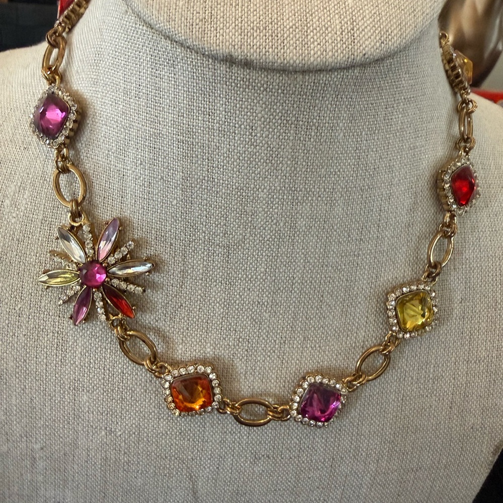 Erickson Beamon Rocks Crystal Necklace with Gold Accents